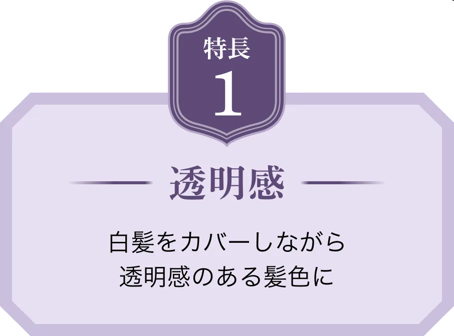 特長1 透明感 白髪をカバーしながら透明感のある髪色に